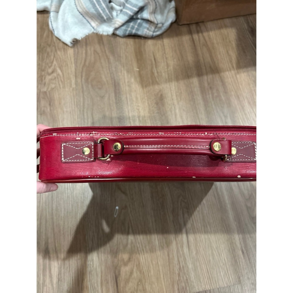 LANCEL Paris Red Briefcase Document Holder Handbag Travel Leather - Picture 11 of 12